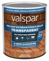 Valspar VL1028080-14 Stain and Sealer, Transparent, Red Natural, Liquid, 1 qt
